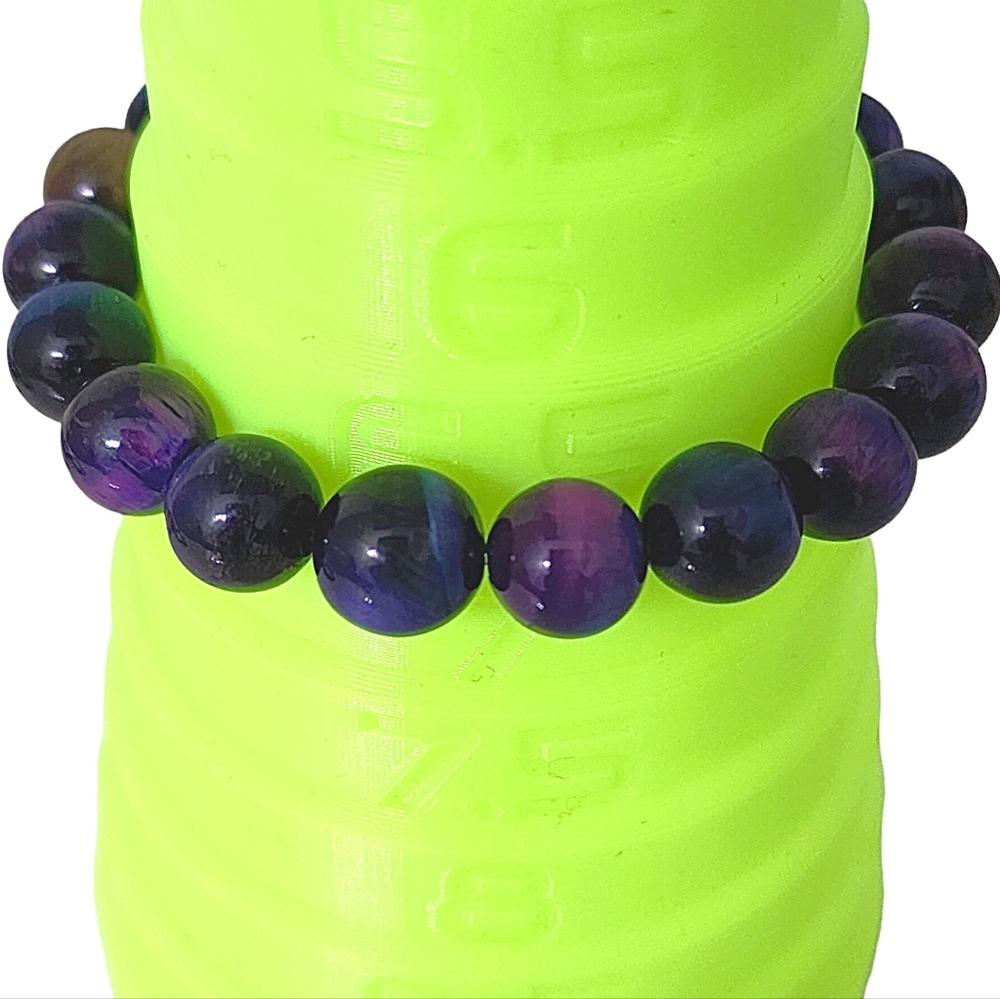Galaxy Tiger Eye 10mm Stretch Beaded Bracelet - Picture 6 of 6